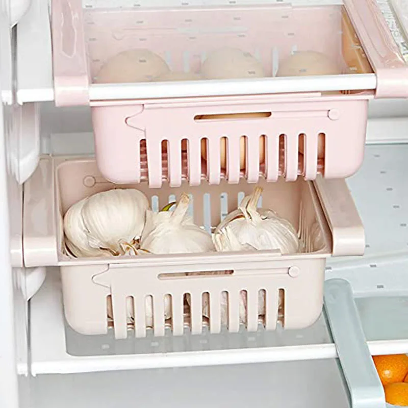 Retractable Drawer Type Refrigerator Storage Box Food Classified Organize Fit For Fridge Shelf Under 0.5 Inch - 3 Color |