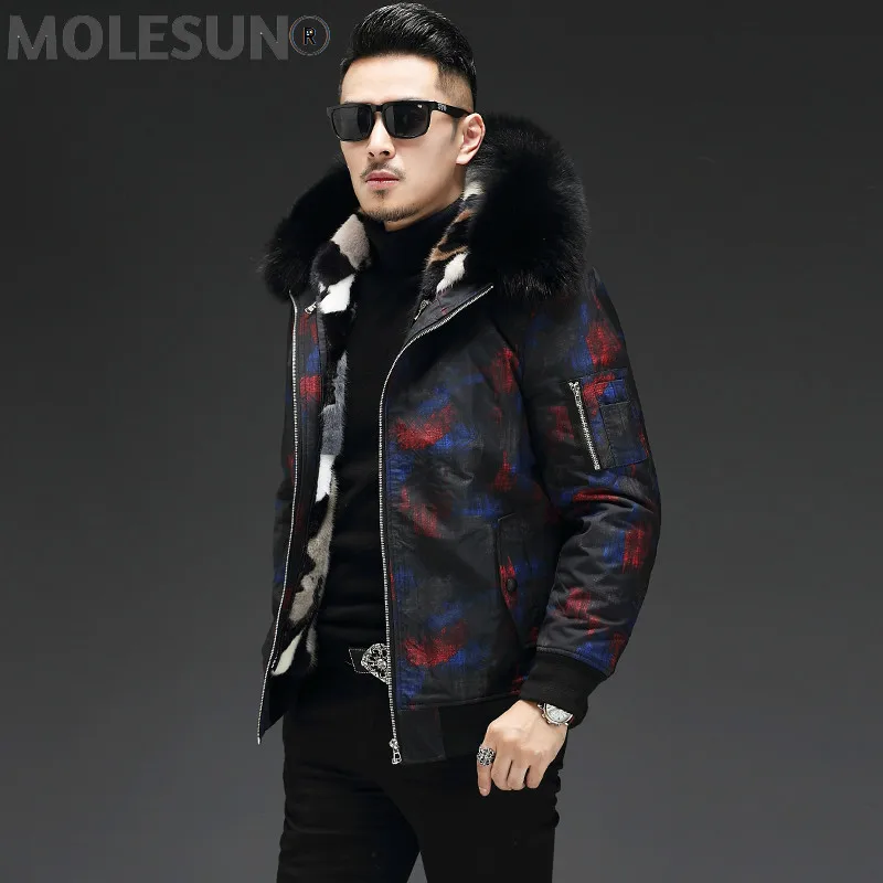 

AKOOSUN 2021 Real Fur Coat Men Parkas Winter Jacket Men Mink Fur Liner Fox Fur Collar Hooded Short Warm Mink Coats 19-1013 KJ