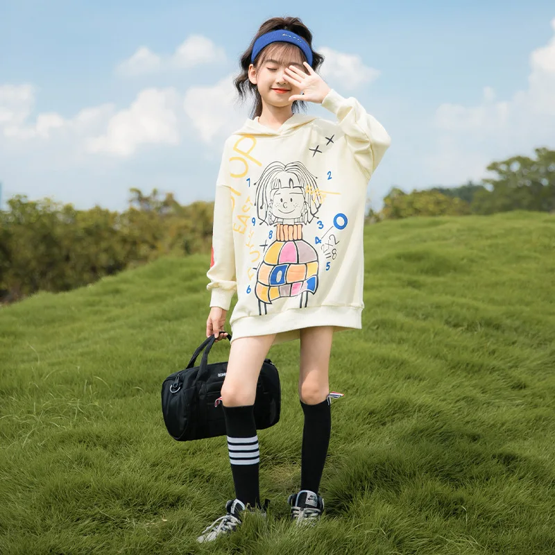 Sudaderas con capucha para ni&ntilde;as de 3 a 14 a&ntilde;os, su&eacute;ter largo con estampado de dibujos animados de princesa, ropa bonita para adolescentes, Oto&ntilde;o, 2022-1