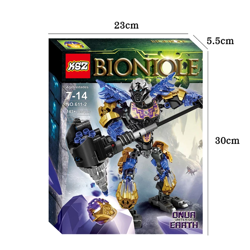 BIONICLE Onua-figuras de acci&oacute;n Uniter of Earth, Robot de bloques de construcci&oacute;n, juguetes para ni&ntilde;os, regalo Compatible con la marca principal 71309 143 unids/set/Set-1