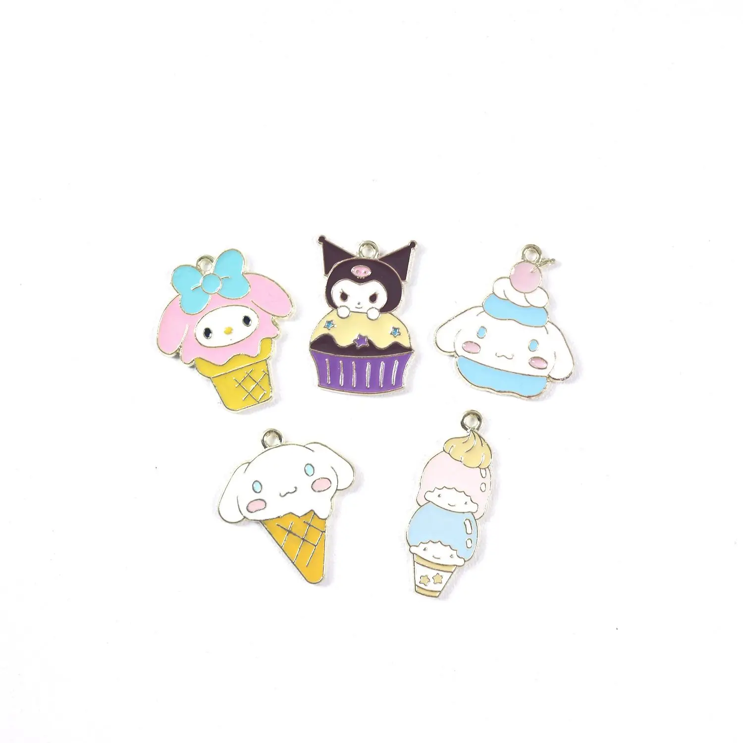 

10pcs Drip Alloy Cartoon Jewelry Accessories Ice Cream Cake Snacks Elastic Necklace Earrings Pendant Handmade Diy Ornaments New