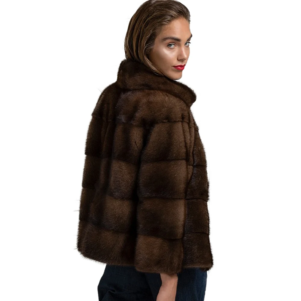 TOPFUR Autumn Real Fur Coat Woman Natural Mink Fur Jacket Woman Fashion Luxuriou Fur Coat Long Mink Fur Outwear Winter Coat Warm