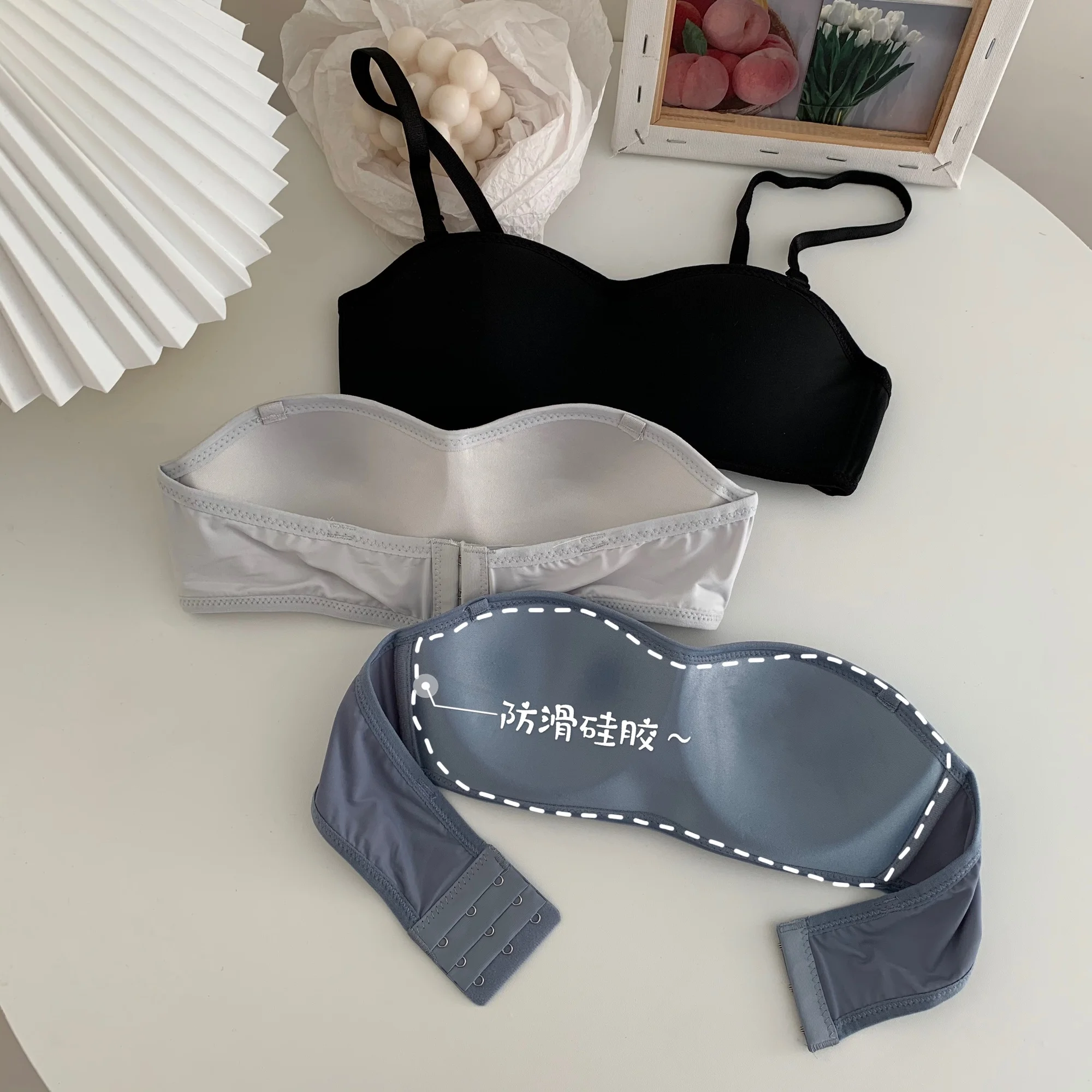 Бюстгальтер со стальными кольцами женская одежда комбинированный нескользящий