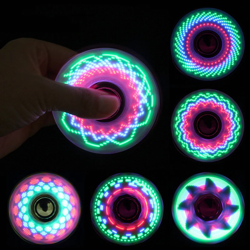 

Spinner manual e criativo luminoso de led, 6 cores, muda, girador para as mãos, golw no escuro, brinquedos de alívio do