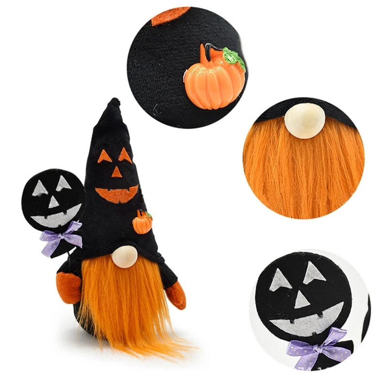 

Halloween Dwarf Pumpkin Grimace Gnome Doll Ornaments Cute Cartoon Dwarf Elf Home Q1JB