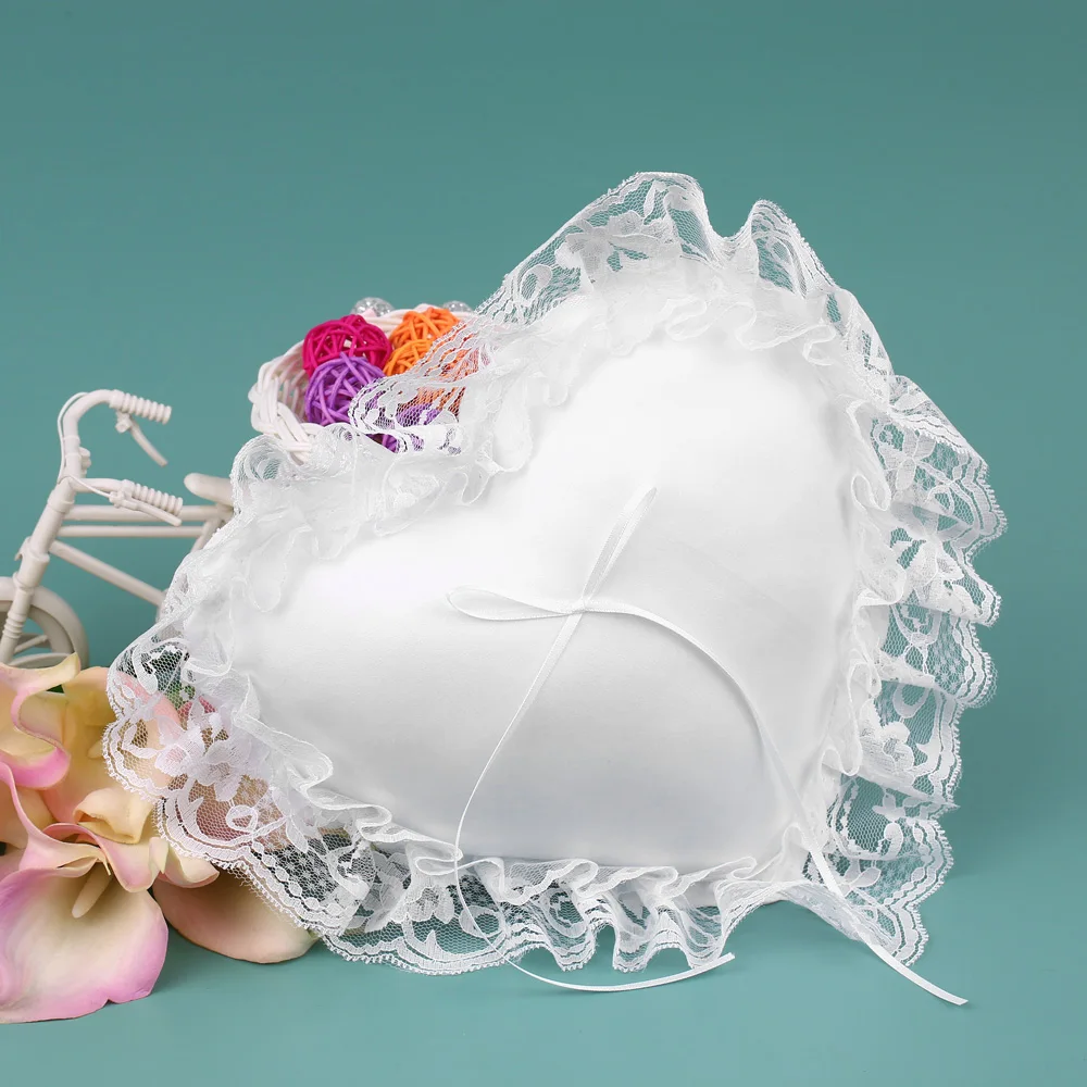 Свадебные украшения 7*7 дюймов белое кружевное атласное обручальное кольцо с