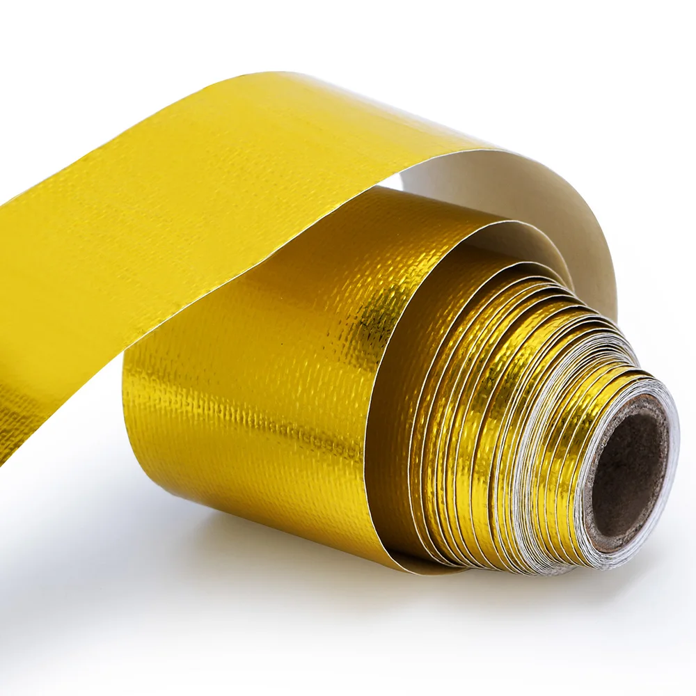 1m 2m 5m 10m Gold Car Motorcycle Exhaust Wrap Pipe Header Heat Insulation Roll Tape Turbo Heat Exhaust Thermal Wrap Tape 