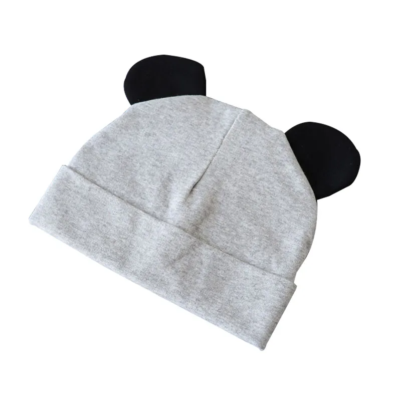 Gray black Новая шапочка для малыша с героями мультфильма для девочек, хлопковая детская шапочка с ушками, эластичные детские шапки, аксессуары для малышей, шапка для маленьких мальчиков, 21 цвет - Цвет: Gray black