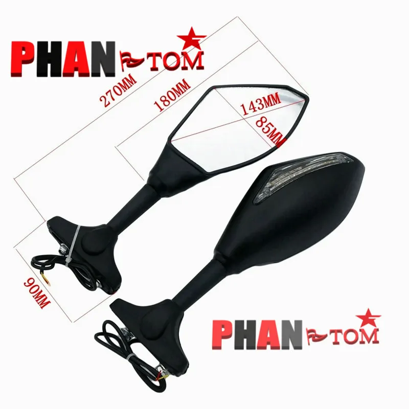 

Eonstime пара зеркал для мотоцикла, СВЕТОДИОДНЫЕ ПОВОРОТНЫЕ огни, зеркала заднего вида для Honda CBR1000 Yamaha Kawasaki SUZUKI GSXR 600/750