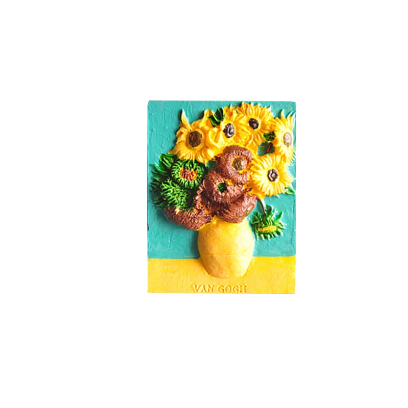 Креативная масляная живопись стикер на холодильник Подсолнух Ван Гога звездное