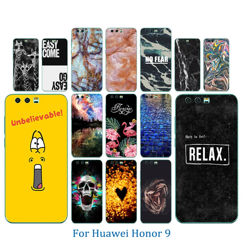 Силиконовый чехол для Huawei Honor 9 чехлы с вырезами и принтом Премиум мягкие из ТПУ