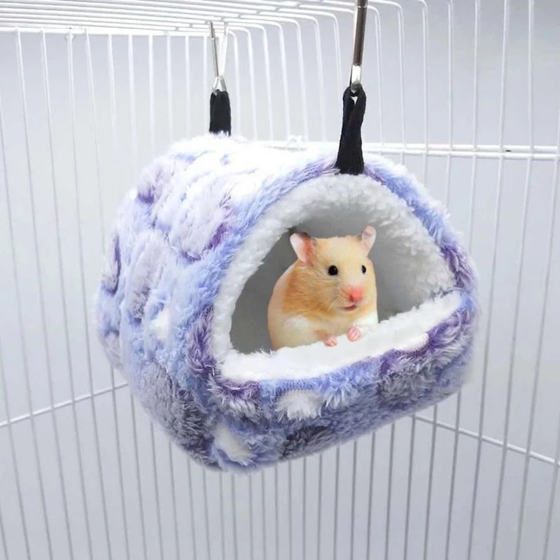 

Hamster House Warm Soft Beds And Houses Rodent Cage Printed Hammock for Rats Cotton Guinea Pig Accessories Small Animal Bedding