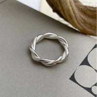 silvology 925 sterling silver thick line weave rings for women industrial style design japan korea punk rings friendship jewelry