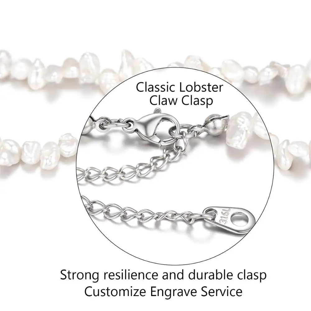 U7 Freshwater Cultured Pearl Choker Necklace 5-6.5mm 43/46cm Long Round or Baroque White Pearls Jewelry Gifts for Women P1058 | Украшения и