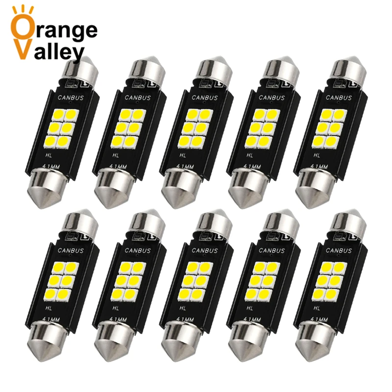 

10 шт. c5w led CANBUS 31 36-39-41 мм Festoon светодиодные лампы 3030 6 прибор для поверхностного монтажа для чтения настольная лампа для салона автомобиля свет...