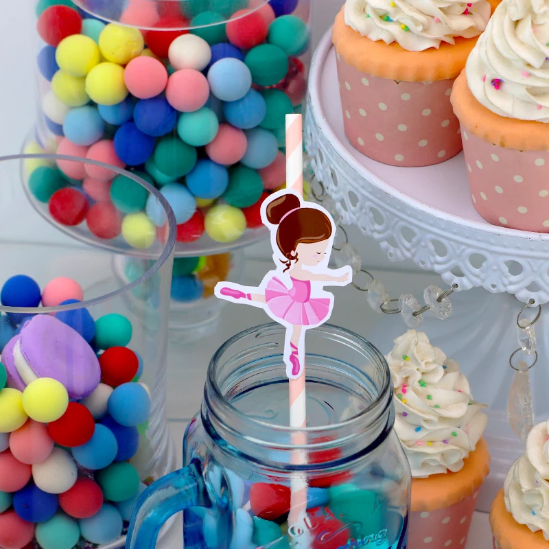 Балерина коробка для попкорна на день рождения топпер торта соломинки