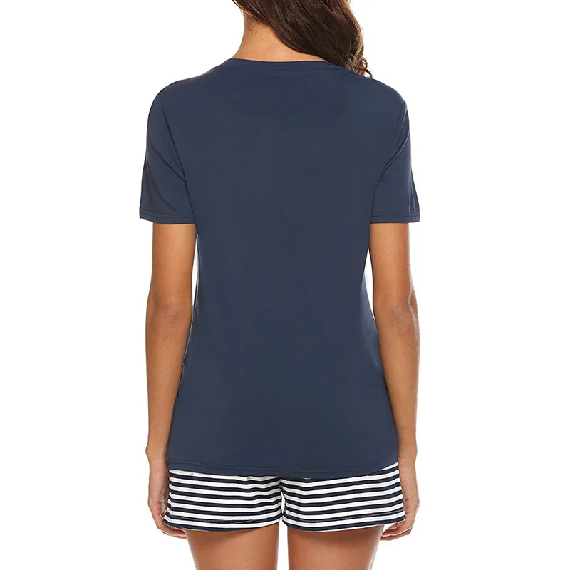 Pijama Women Pajama Set Striped Cotton Sleeve Sleepwear Set Pyjama Femme Pijama Sexy Nightgown Womens Pajamas Sleepwear