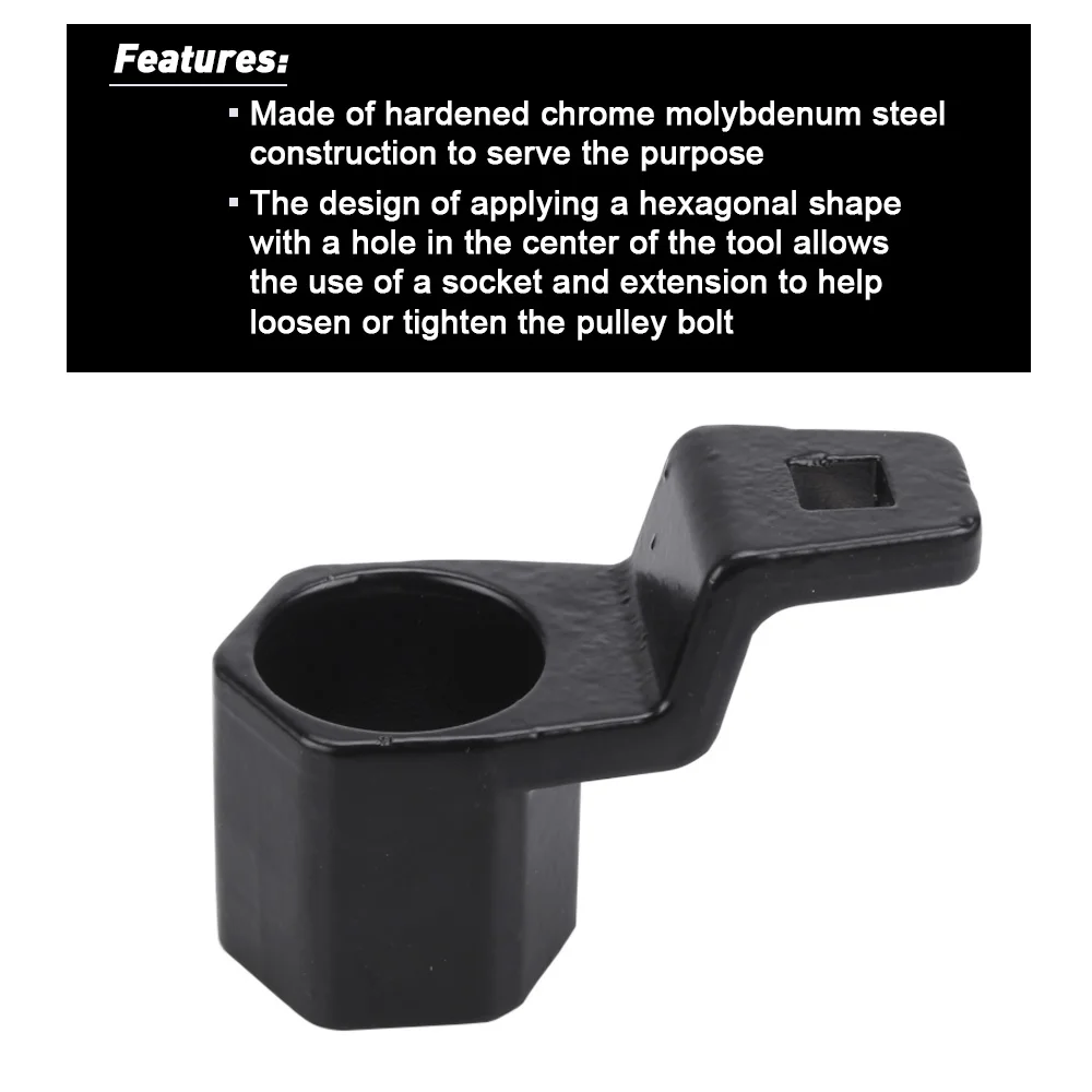 

Durable Steel 50mm Crankshaft Crank Damper Pulley Bolt Removal Black Wrench Holder Tool Spanner for Honda Acura Engines TC032