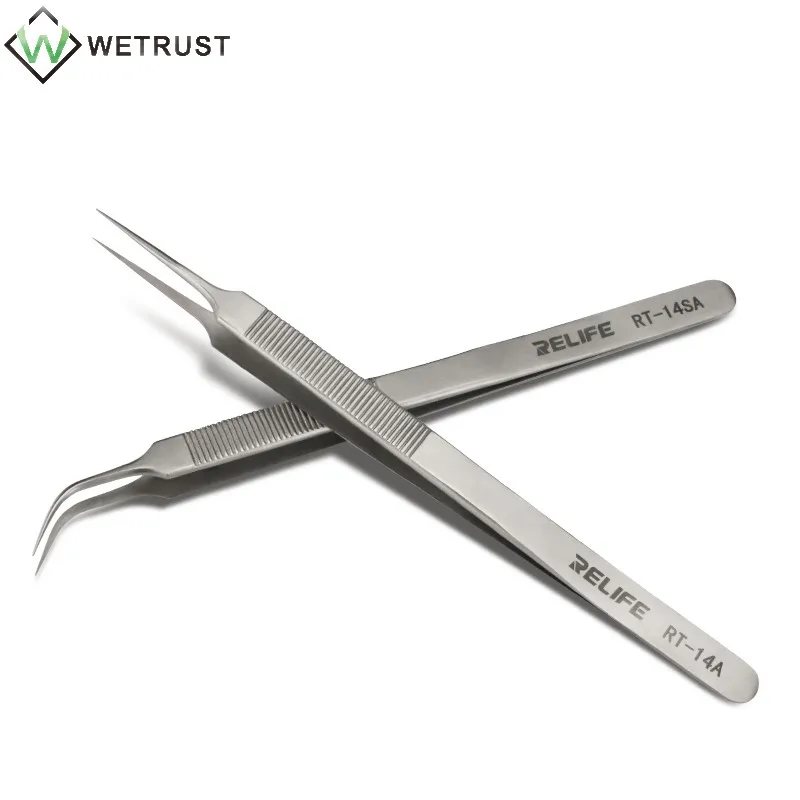 

Пинцет RELIFE с изогнутым наконечником для ремонта мобильный телефон, прецизионный тонкий антистатический высокопрочный из нержавеющей стал...