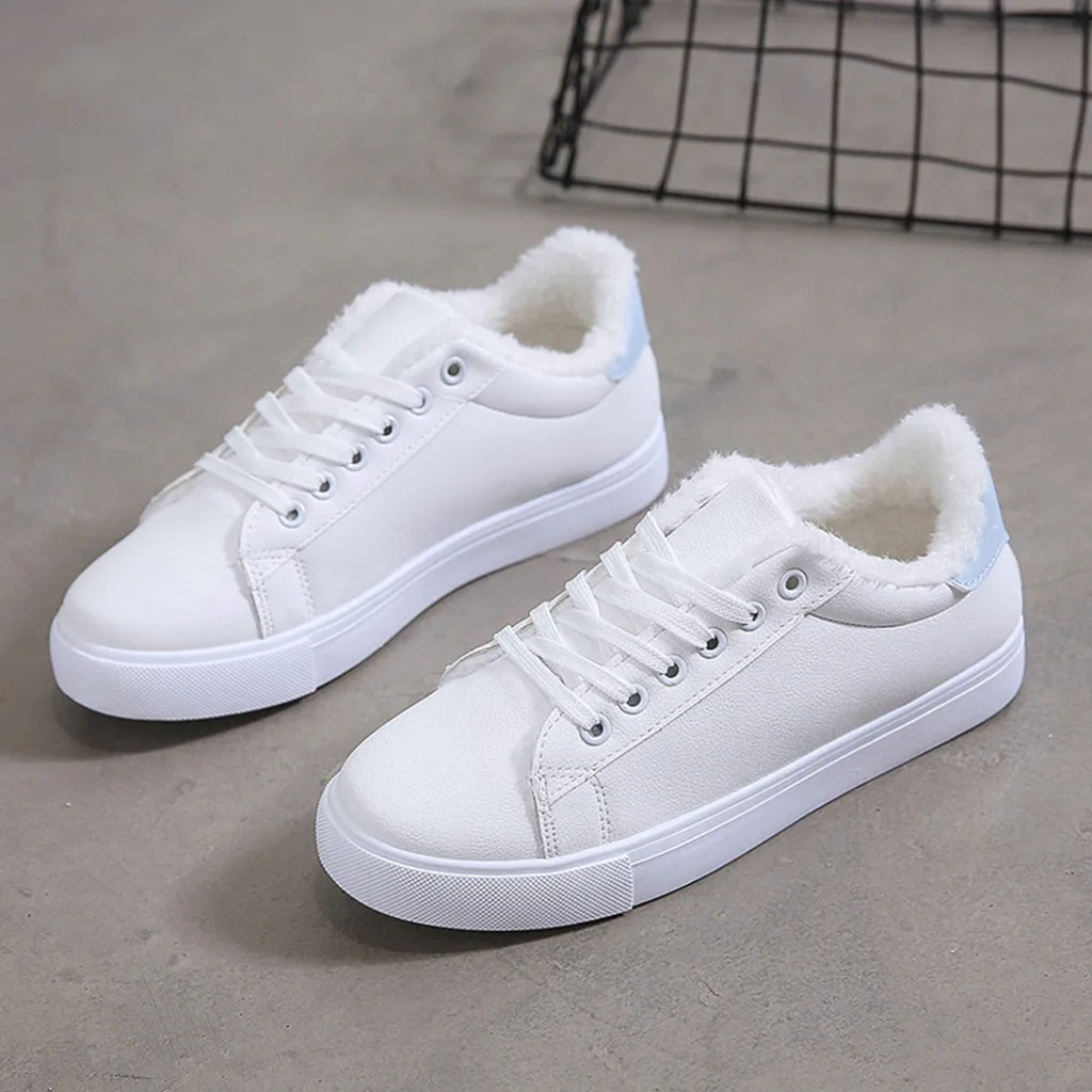 Женские кроссовки женская Повседневная зимняя обувь на шнуровке теплые