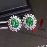 kjjeaxcmy fine jewelry 925 sterling silver inlaid natural emerald female new earrings ear studs elegant support test with box