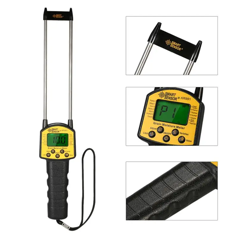 

​AR991 Grain Moisture Meter Digital Tester Hygrometer LCD Use For Crop Corn Wheat Rice Bean Wheat Flour Fodder​​​​ Damp Detector