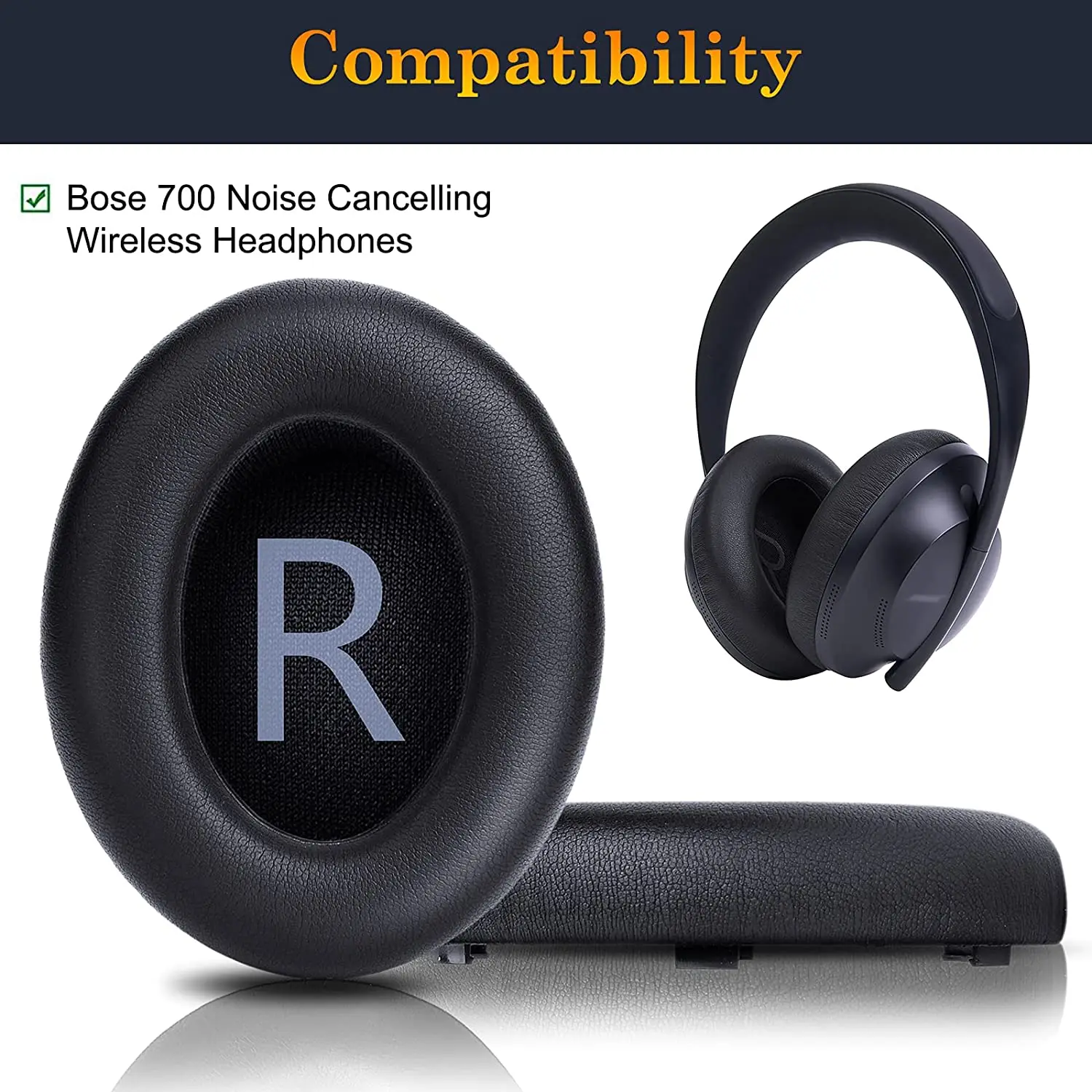 

NC700 Replacement Ear Pads Cushions, Earpads for Bose 700 Wireless Headphones, Softer Leather, High-Density Noise Cancelling Foa