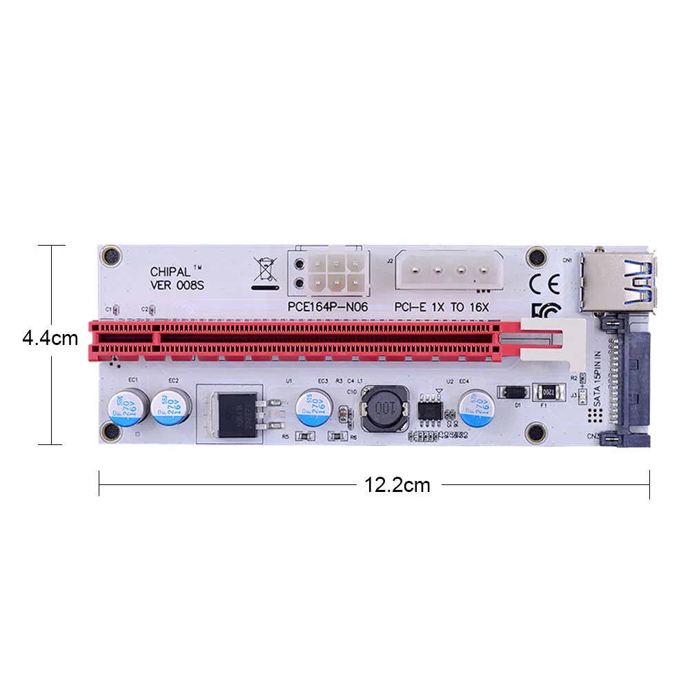 Переходник CHIPA 30 см/60 см/1 м VER008S 4Pin SATA 6PIN PCI Express PCIE PCI-E Райзер-карта 1X на 16X адаптер