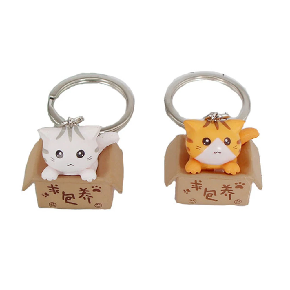 Прекрасный мультфильм котенок коробка кулон брелок кольцо держатель сумка