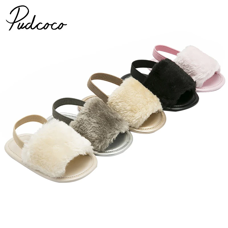 Тапочки детские однотонные противоскользящие с резинкой пушистые тапочки для