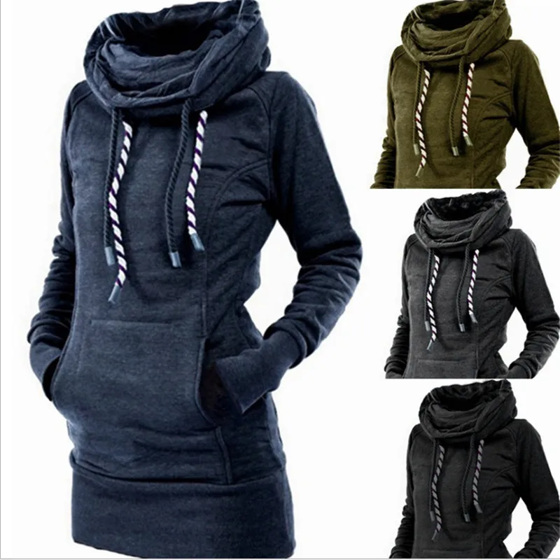 Пуловер с высоким воротником халат простые толстые толстовки женская теплая