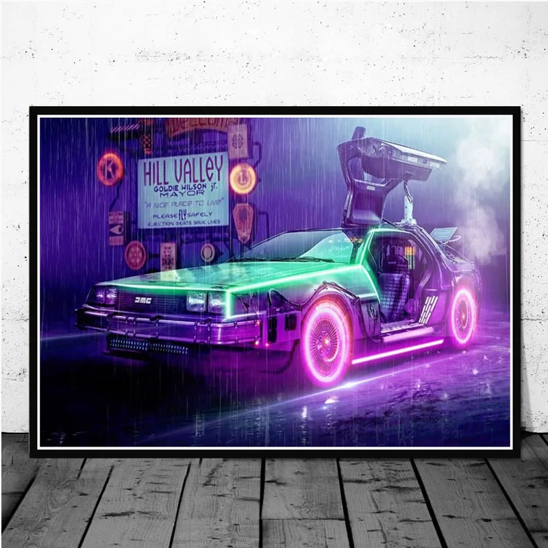 

Back to the Future Movie Classic Cool Car Poster And Prints Wall Art Canvas Painting Wall Pictures For Living Room Home Decor