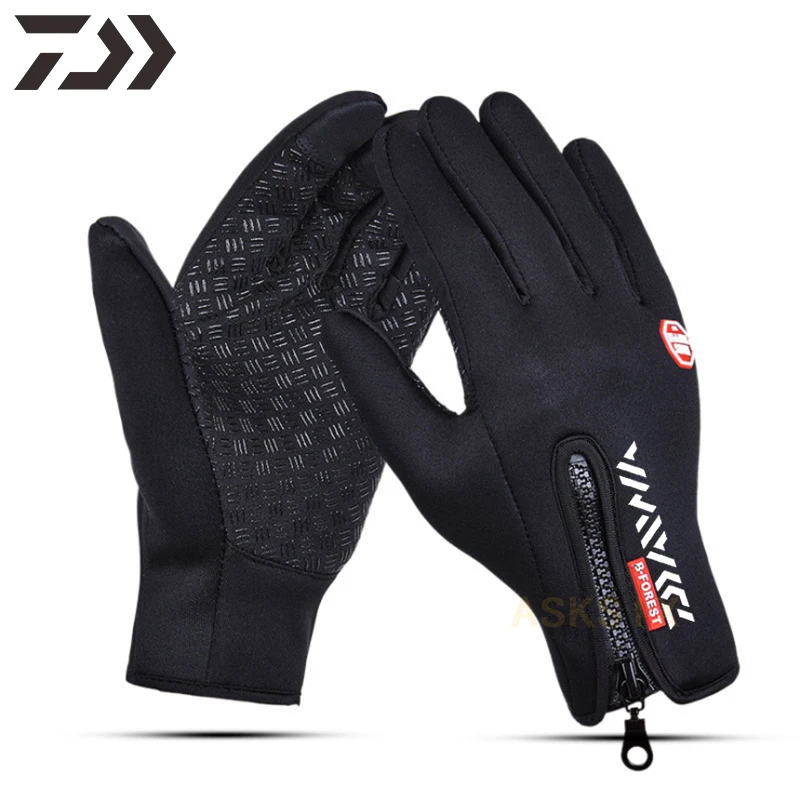 

Unisex Daiwa 2021 Gloves Winter Autumn Keep Warm Fleece Fishing Gloves Mens Touch-Screen Outdoor Sport Camping Cycling Gloves