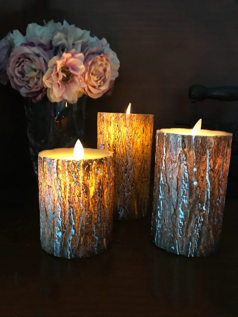 Набор из 3 х Батарея работать Танцы качается фитильный светодиодный Сосна свечи