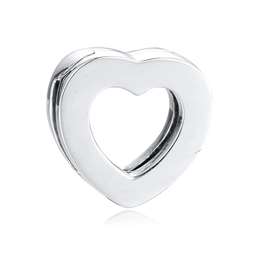 

925 Sterling Silver Heart Clip Charm Beads Fits Reflexions Bracelet Women Jewelry 2020 Newest Valentine's Day Gift