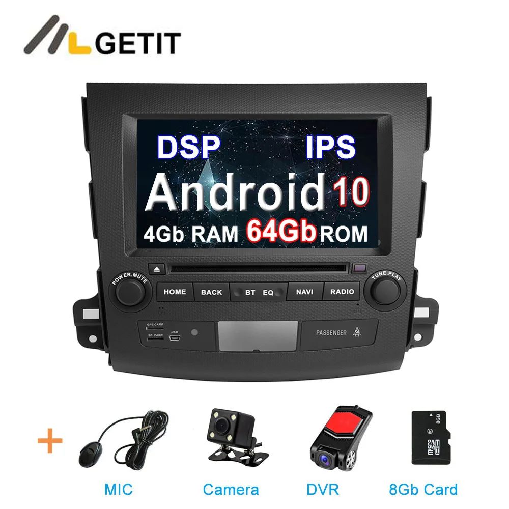 64G ips DSP Android 10 Автомобильный DVD стерео плеер gps для Mitsubishi Outlander 2007-2012 с wifi BT - Цвет: 4G CAMERA-DVR-SD-DSP