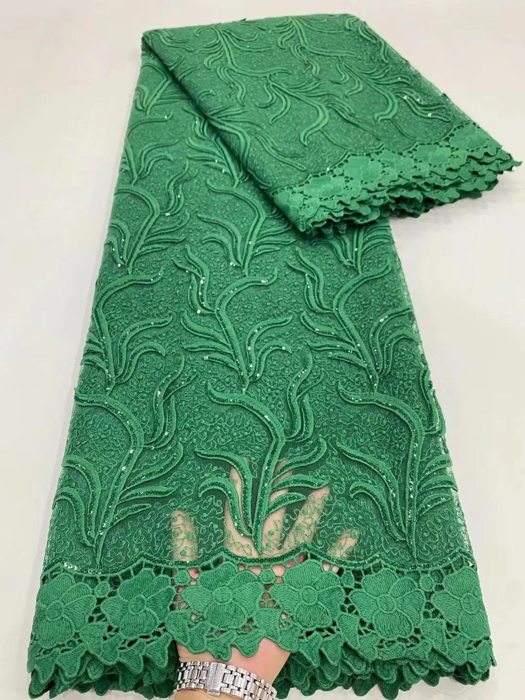 

2021 African Lace Fabric High Quality 3D Lace French Tulle Lace Fabric with Beads Stones Embroidery Nigeria Lace Fabric