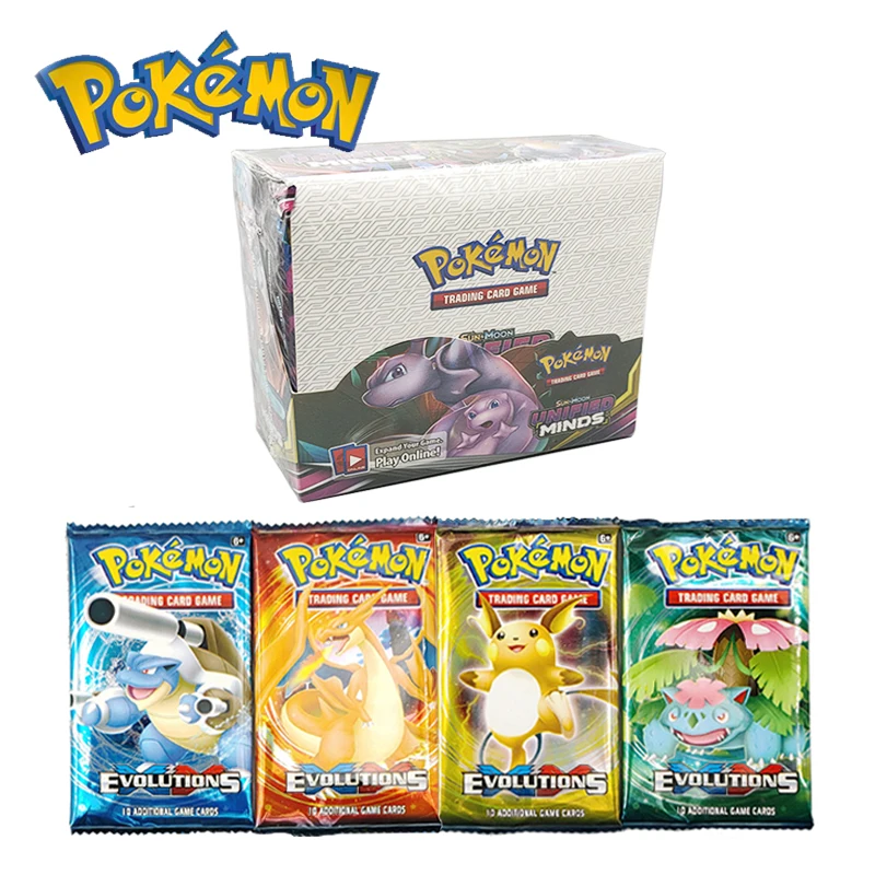 

20Pc Anime Pokemon Cards Sun & Moon GX Team Up Unbroken Bond Unified Minds Evolutions Booster Box Collectible Trading Cards Game