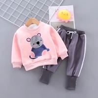 ienens toddler girl clothes set kids winter warm parkas clothing suit baby cartoon bear sweatshirt pants outfits 1 4 years