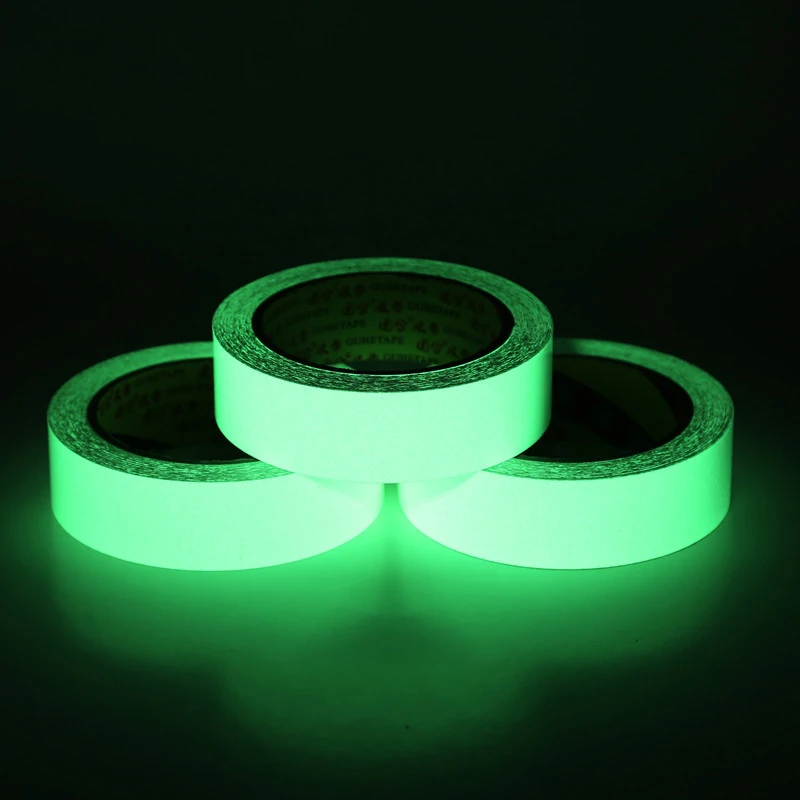 5Pcs/lot Thickness 5mm Self-adhesive Luminous Tape Strip Glow In The Dark Green Home Decor Tape 10mm/20mm/30mm/40mm/50mm