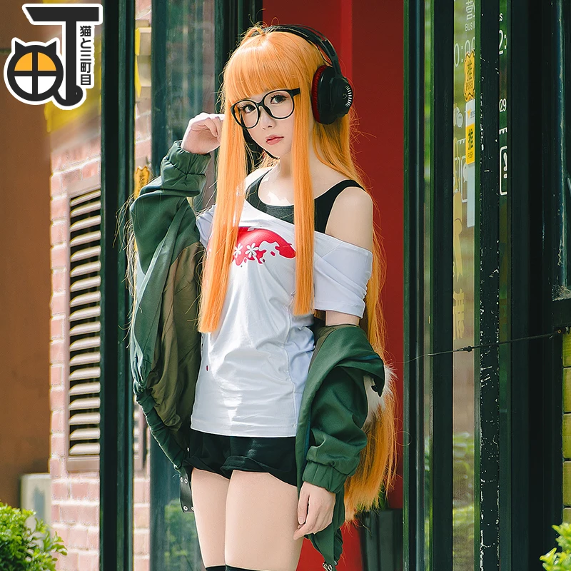 

Game Persona 5 Futaba Sakura Shirt Coat Jacket Cosplay Costume for Halloween Carnival Party Event Anime Adult COS Christmas Gift