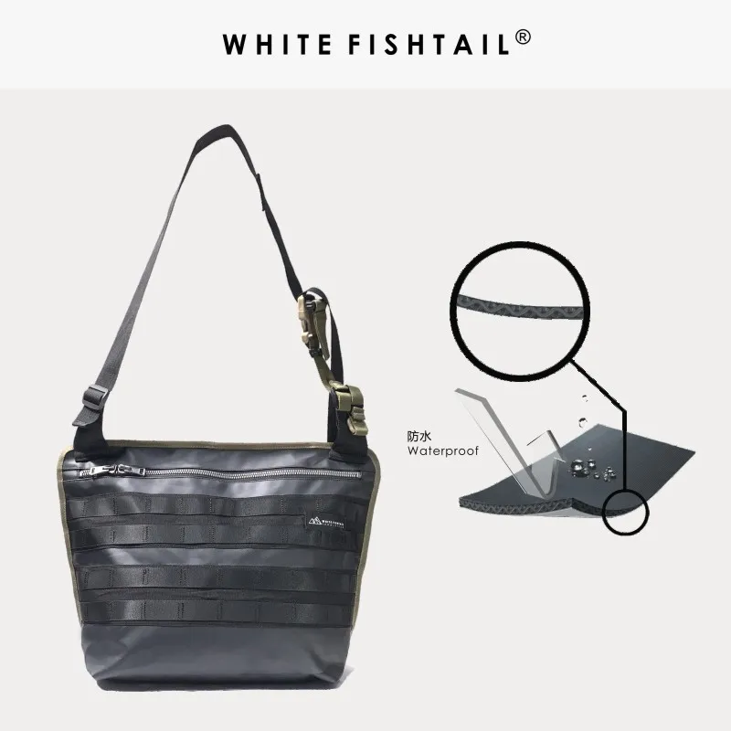 WHITE FISHTAL Large Capacity Waist Bag Waterproof Fabric Big Fanny Pack Unisex Belt Bag Hip Hop Commuter Function Bags Fashion