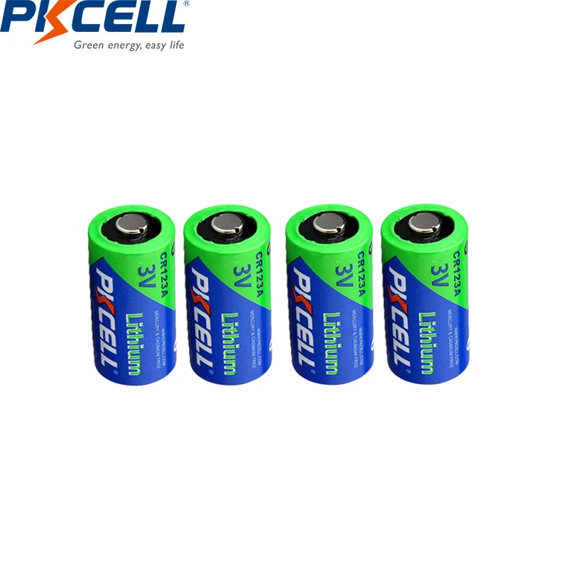 4pcs Pkcell 3V CR123A CR 123A 1500mah Lithium battery cell C