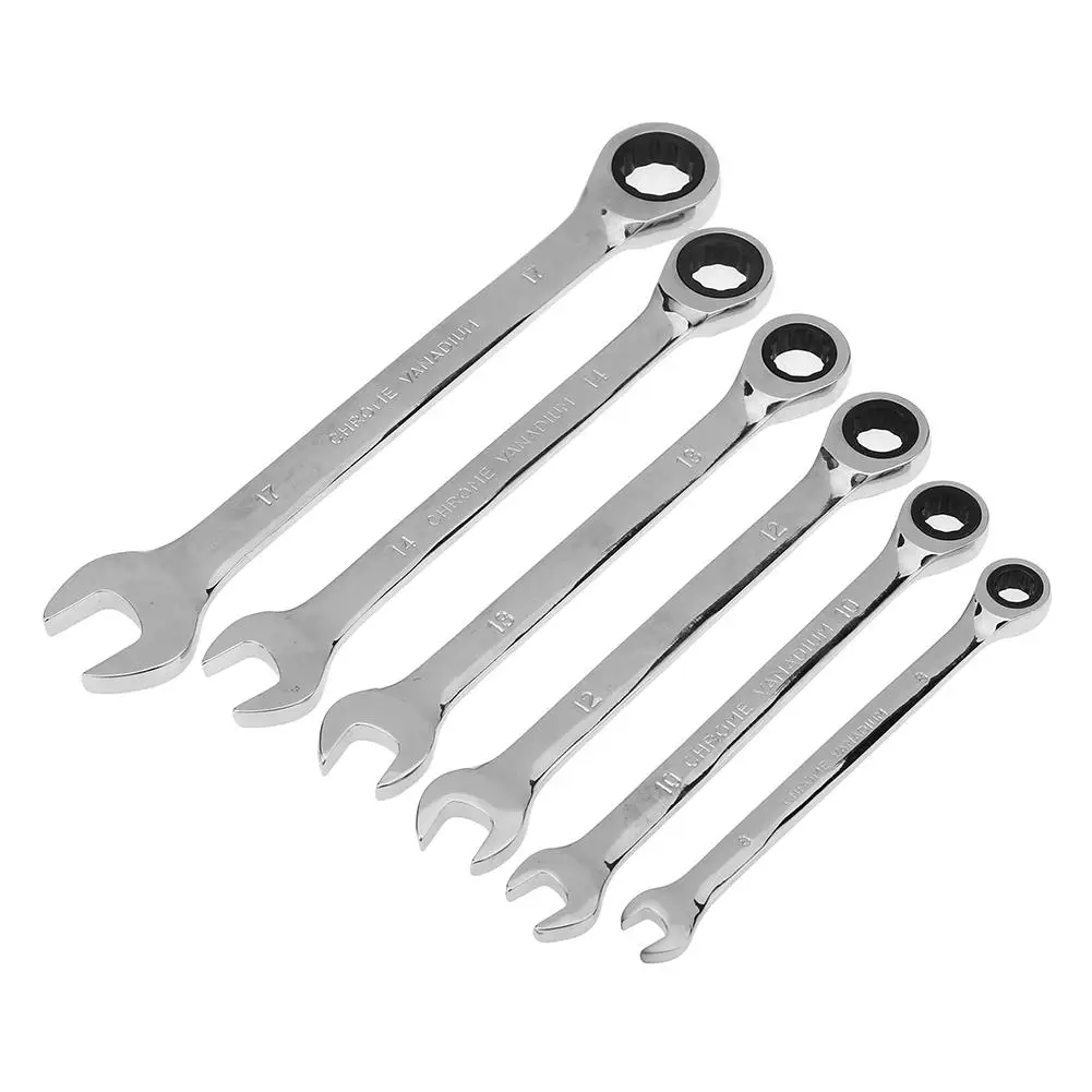 

6pcs CRV Steel 72 Teeth Ratchet Wrench Set Dual Use Spanners Tools Kit