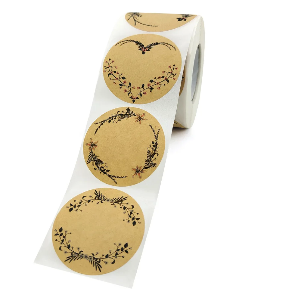 

100-500 Pcs 2 Inch Kraft Paper Flowers Thank You Label Stickers for Gift Card Package Party Wrapping Baking Small Business