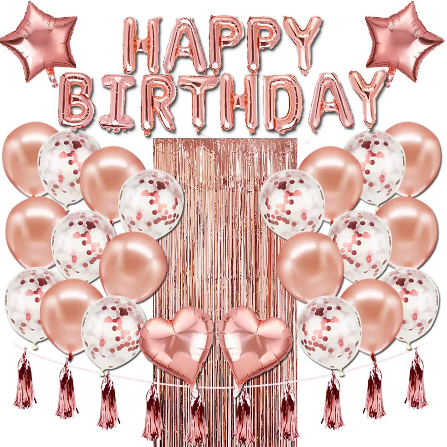 

Rose Gold Balloon Set Confetti Metallic Balloons Birthday Party Wedding Decoration Anniversary Globals Baby Shower Balloon