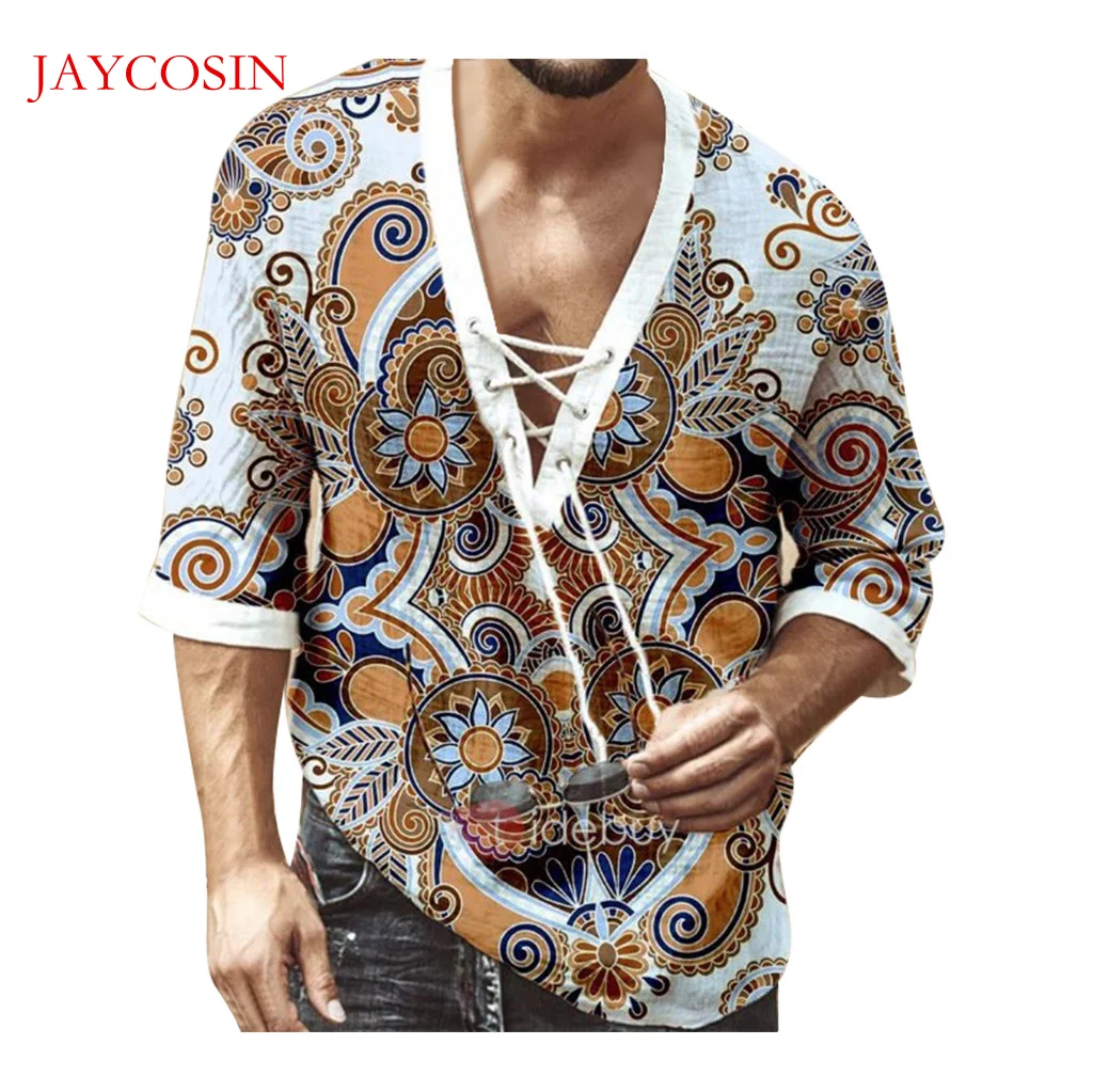 Футболка JAYCOSIN мужская с V образным вырезом модная Повседневная рубашка коротким