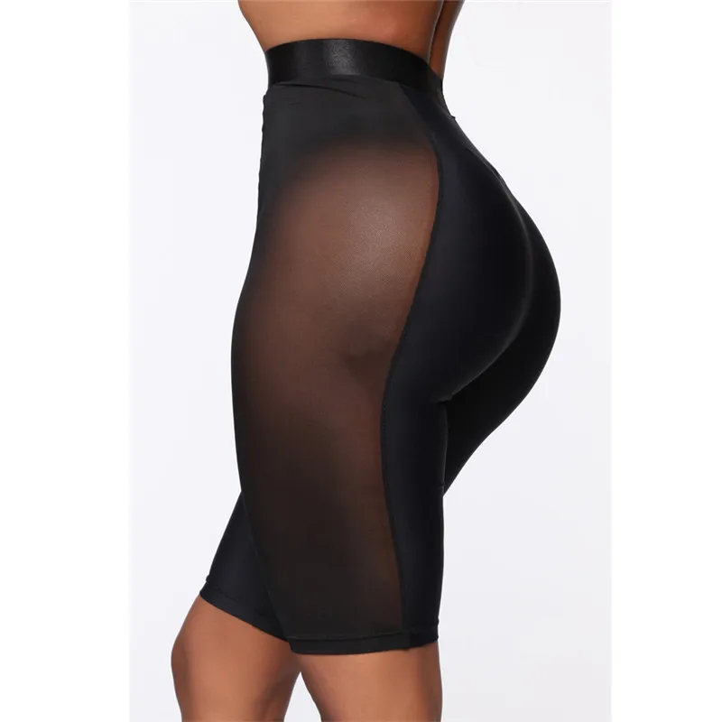 Шорты женские сетчатые с сетчатыми вставками пикантные облегающие бермуды до