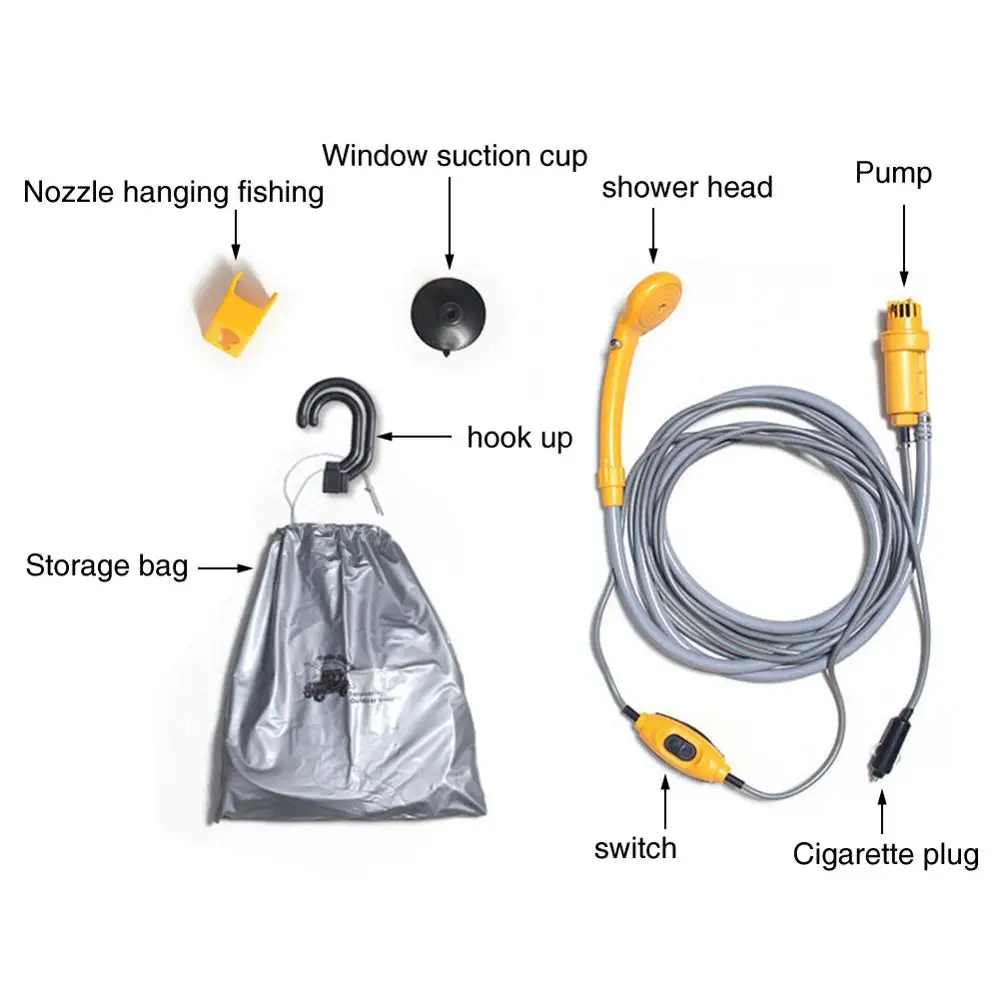 USB DC 12 В Кемпинг душевой набор Портативный Путешествия походный автомобиль