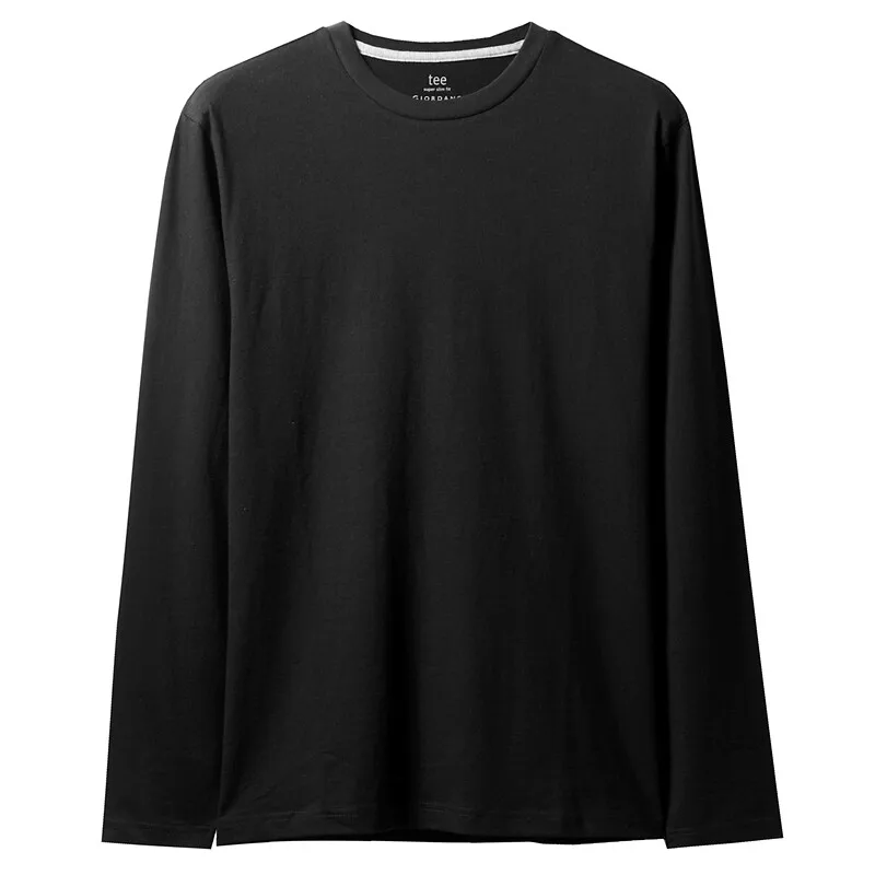 Giordano мужская футболка с круглым воротом и длинными рукавами из натурального хлопка, выполнена в множестве цветовых решений - Цвет: 09Black